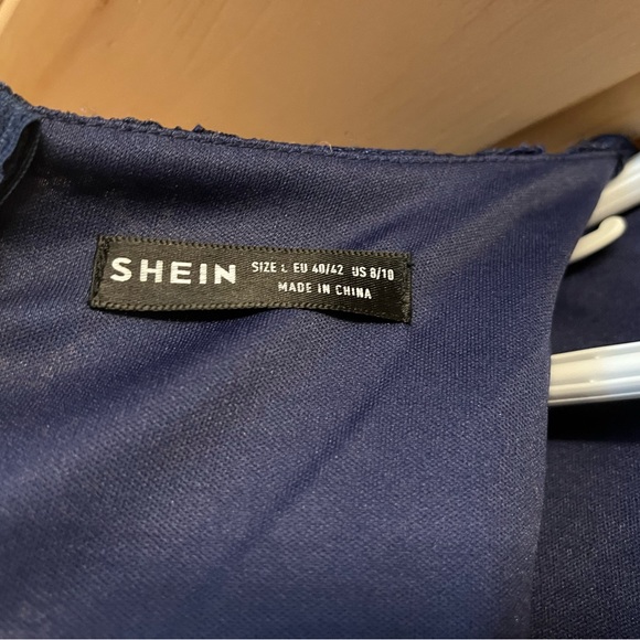 Navy lace chiffon dress - Picture 6 of 7